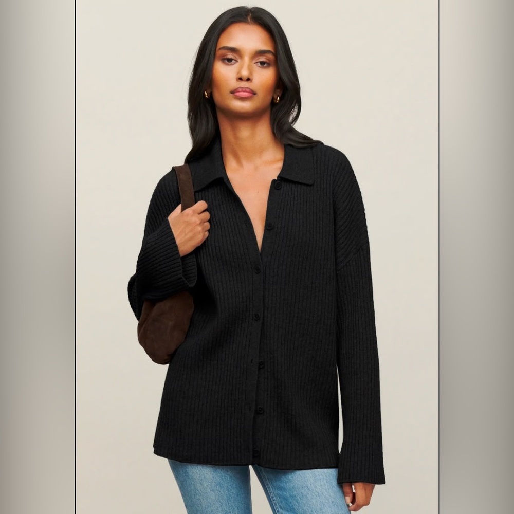 Reformation Fantino Cashmere Collared Cardigan